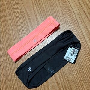 Lululemon Athletica New Black Metal Vent Tech Wide and Used Pink Headband